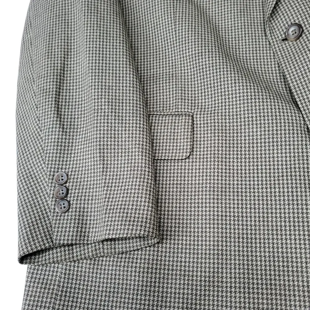 Brooks Brothers Preppy Wool Silk Green Houndstooth Blazer Jacket Sport Coat 43R